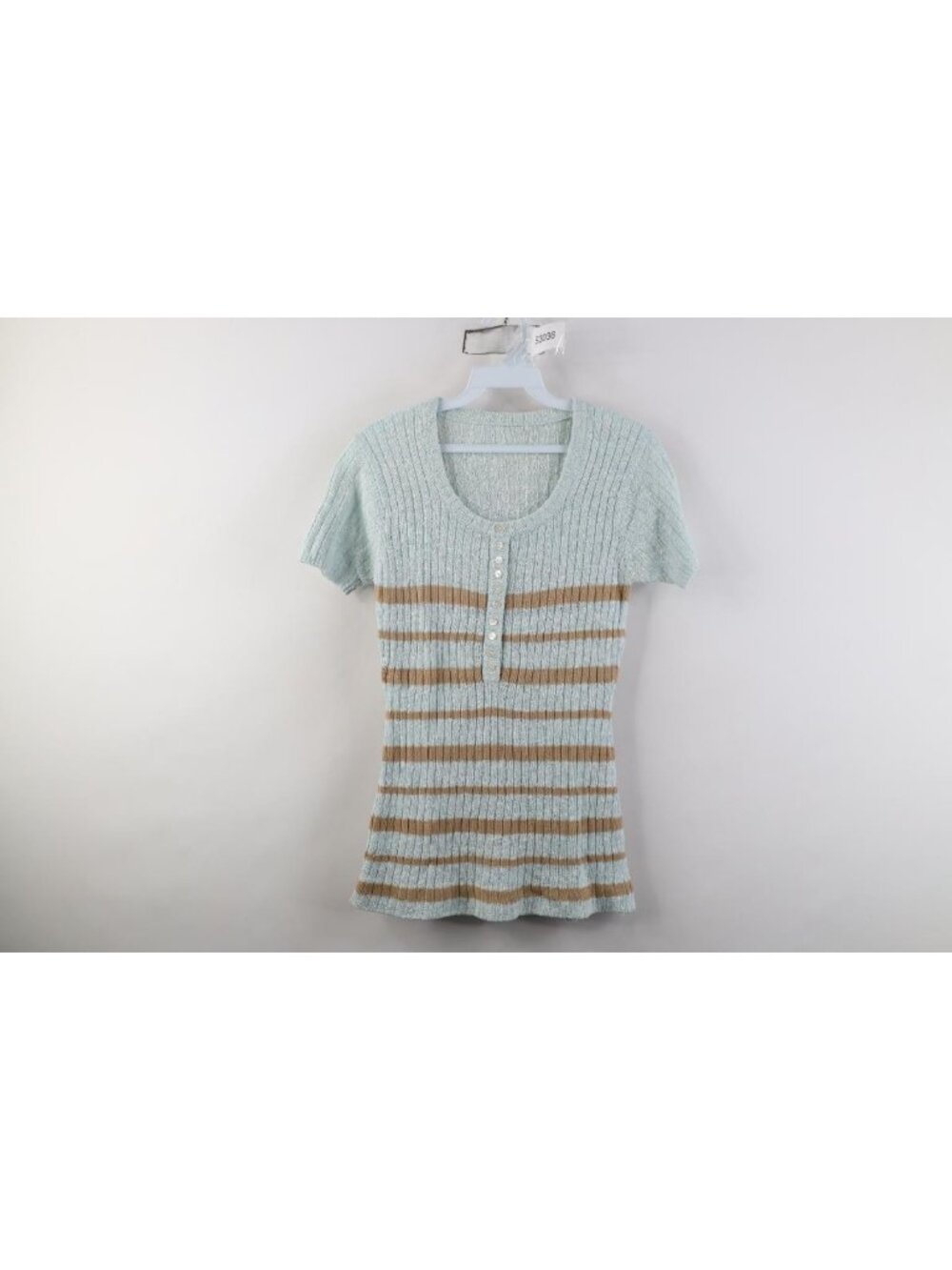 Vintage 90s Streetwear Babydoll Womens Medium Stretch Striped Ribbed Knit Shirt